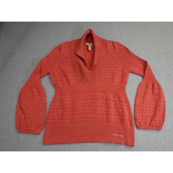 DKNY shawl neck balloon sleeve open knit sweater size large - Picture 1 of 8